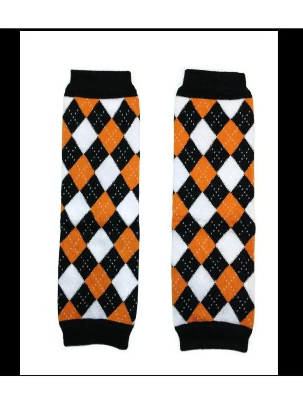 Leg Warmers Set Black White Orange Women Girl Boy Football Halloween Winter Fall
